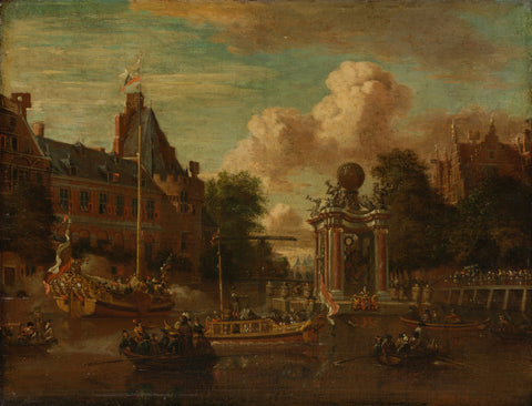 The Muscovite legation visiting Amsterdam, 29 August 1697, Abraham Storck, 1697 - 1708 Canvas Print