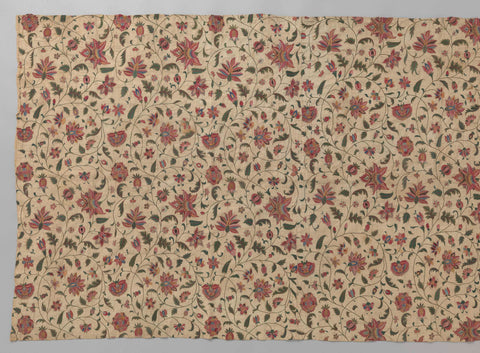 Fragment of cotton with multicolored tambourine in silk with flower pattern, c. 1400 - c. 1650 Canvas Print