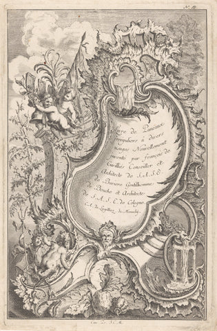 Cartouche with putti, Carl Albert von Lespilliez, 1738 Canvas Print