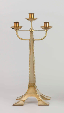 Mantle clock with two candelabra, Hendrik Petrus Berlage (possibly), c. 1900 Canvas Print