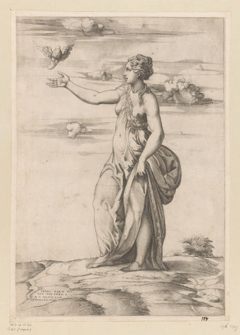 Proserpina and Ascalaphus as owl, Enea Vico (possibly), 1548 Canvas Print