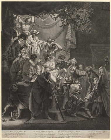 Ontvangst van een nieuw lid van de Bentvueghels, ca. 1700, Matthijs Pool (possibly), 1690 - 1710 Canvas Print