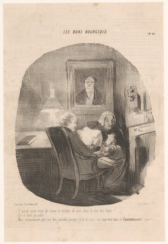 Man reads remarkable news in the newspaper Le Constitutionnel, Honoré Daumier, 1846 Canvas Print