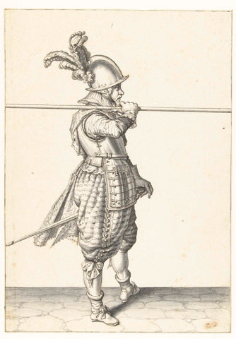 Soldier wearing his skewer horizontally on his right shoulder, Jacob de Gheyn (II), 1596 - 1606 Canvas Print