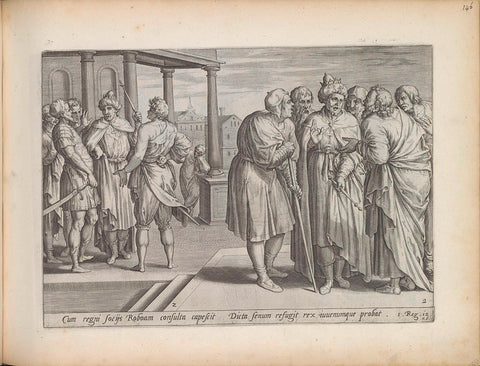 Rechabeam consults the elders and the young men, Hans Collaert (I) (attributed to), 1643 Canvas Print