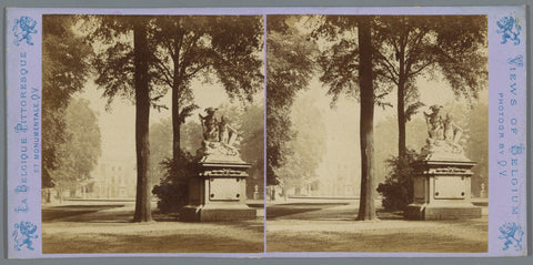 Parc de Bruxelles in Brussels with a statue from 1784 with allegories of trade and shipping, Jules Hippolyte Queval, 1866 - 1870 Canvas Print