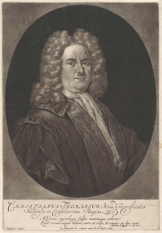 Portret van Christian Thomas, professor te Halle, Pieter Schenk (I), 1705 Canvas Print