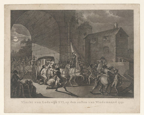 Flight of Louis XVI, on the 20th of Wiedemaand 1791, Reinier Vinkeles (I), 1799 Canvas Print