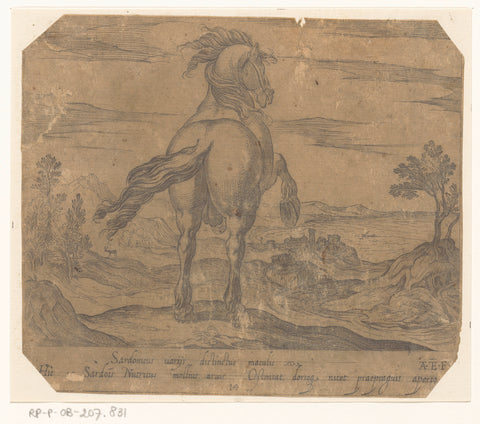 Prancing horse seen from behind, Antonio Tempesta, 1590 Canvas Print