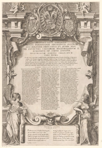 Title print with text, allegorical figures, coats of arms, ornaments and putti, Gaspare Oselli, 1569 Canvas Print