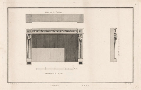 Fireplace with consoles, Augustin Foin, 1784 - 1785 Canvas Print