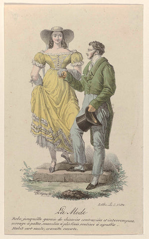 La Mode, 1821 : Robe jonquill (...), Charles Etienne Pierre Motte, 1821 Canvas Print