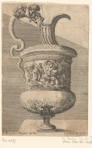 Jug with spout to the right, Jean Lepautre, 1648 - 1655 Canvas Print