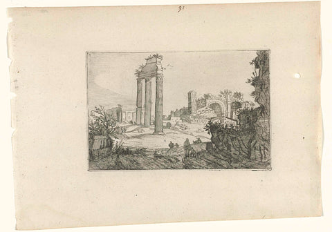 Temple of Castor and Pollux and the Basilica of Constantine, William of Nieulandt (II), 1594 - 1685 Canvas Print