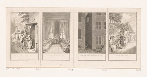 Four scenes from the history of Blaise Gaulard, Daniel Nikolaus Chodowiecki, 1775 Canvas Print