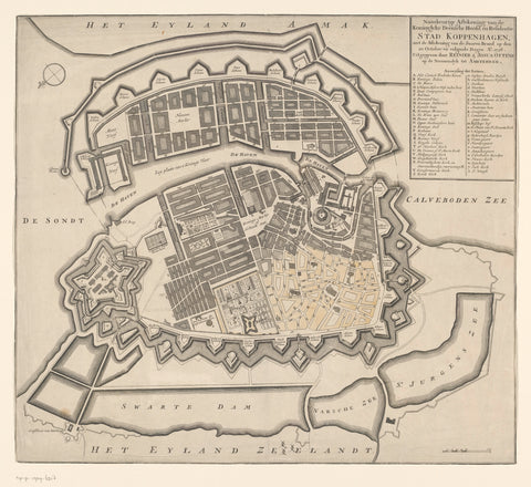 Map of Copenhagen, anonymous, Reinier Ottens (I) & Josua, after c. 1728 Canvas Print