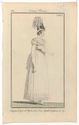 Journal des Dames et des Modes, Costume Parisien, 15 juin 1814, (1403): Chapeau de gros de Naples (...), anonymous, 1814 Canvas Print