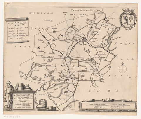 Map of the grietenij Wymbritseradeel, Jacob van Meurs (possibly), 1664 Canvas Print