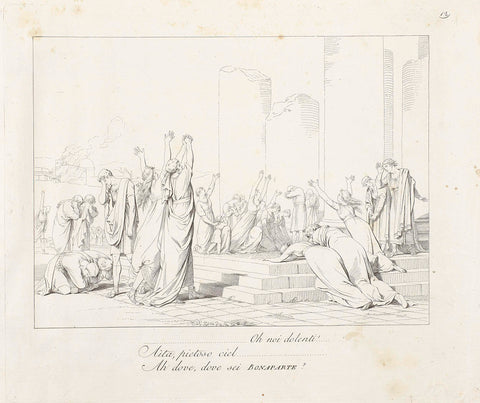 Men and women pray for a ruin of a temple to Napoleon, Teodoro Matteini, 1808 Canvas Print