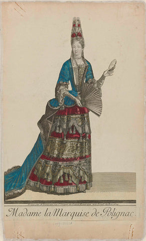 Madame la Marquise de Polignac, a mask in hand, Antoine Trouvain, 1694 Canvas Print