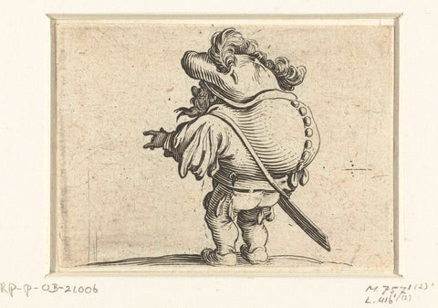 Dwerg met zwaard, een knopenrij op de rug, Jacques Callot, 1621 - 1625 Canvas Print