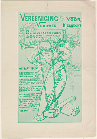 Pamphlet van de Vereeniging voor Vrouwenkiesrecht, ca. 1916, Johan Thorn Prikker, 1914 - 1918 Canvas Print