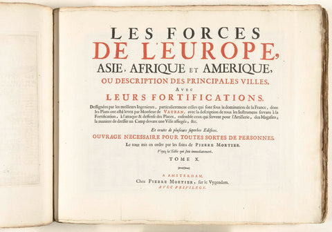 Title page for the tenth volume of the print work: Les Forces de l'Europe, Asie, Afrique et Amerique, ca. 1702, Pieter Mortier (I), 1702 - 1703 Canvas Print