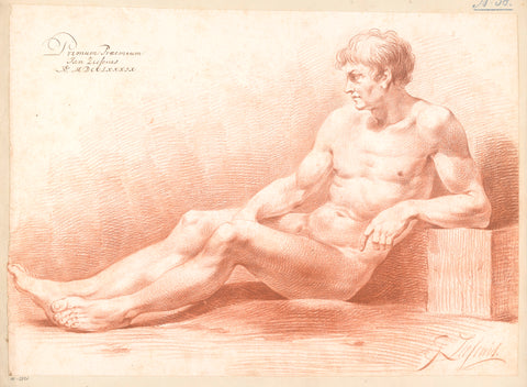 Sitting male nude, seen from the side (1st prize 1789), Johannes Ziesenis, 1789 Canvas Print