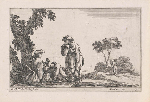 Two Resting Men in a Landscape, Stefano della Bella, 1620 - 1664 Canvas Print