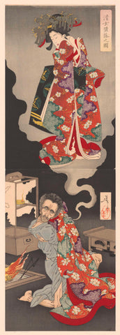 Seigen en Sakurahime, Tsukioka Yoshitoshi, 1889 Canvas Print