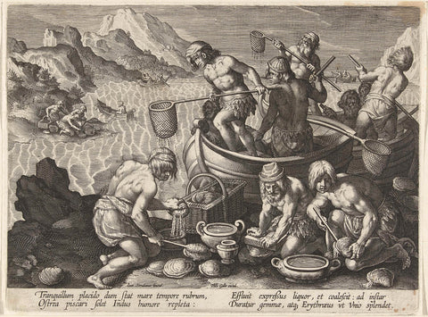 Parelvissers, Cornelis Galle (attributed to), after 1594 - 1598 Canvas Print