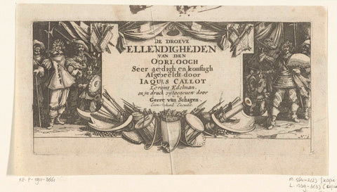 Title print for the print series 'De gruwelen van de oorlog (groot)' / 'De droeve ellendigheden van de Oorloogh', Jacques Callot, 1710 - 1746 Canvas Print