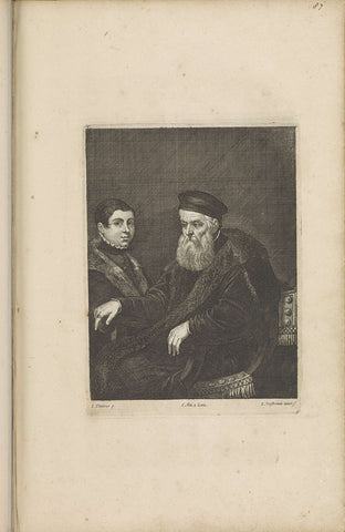 Portrait of an unknown old man and a boy, Lucas Vorsterman (II), 1660 Canvas Print