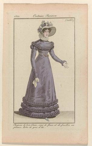 Journal des Dames et des Modes, Costume Parisien, 5 May 1822, (2065): Chapeau de bois blanc (...), anonymous, 1822 Canvas Print