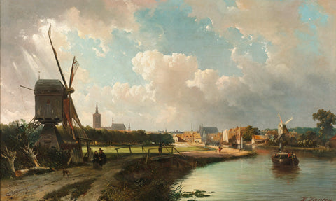 View of The Hague from the Delftse Vaart in the Seventeenth Century, Cornelis Springer, 1852 Canvas Print