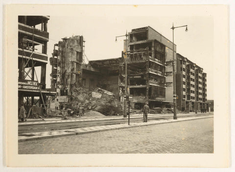 Bombed west façade of Magazijn de Bijenkorf on the Schiedamse Vest, Rotterdam, anonymous, 1940 Canvas Print