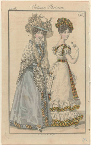 Journal des Dames et des Modes, editie Frankfurt 1826, Costumes Parisiens, (26), Friedrich Ludwig Neubauer, 1826 Canvas Print