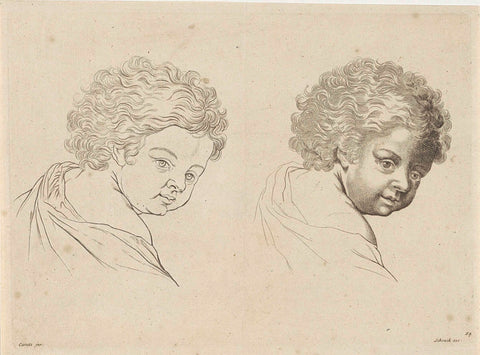 Study of the side of a child's head, anonymous, 1675 - 1711 Canvas Print