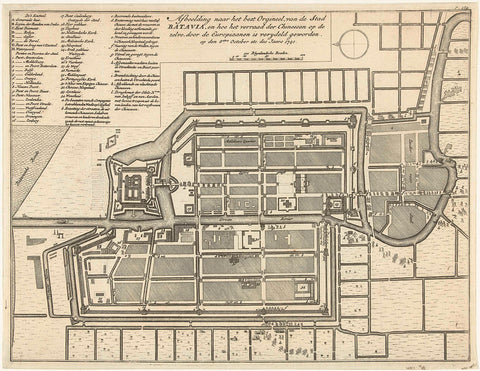 Map of Batavia with the murder of Chinese, 1740, anonymous, 1740 - 1741 Canvas Print