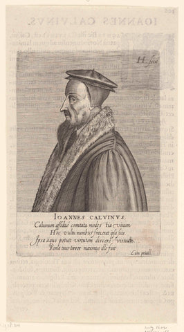 Portret van Johannes Calvijn, Hendrick Hondius (I), 1599 Canvas Print