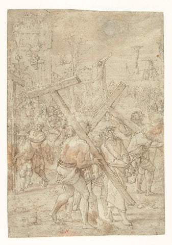 Christus op de weg naar de Calvarieberg, Pieter Coecke van Aelst (I), 1535 - 1540 Canvas Print