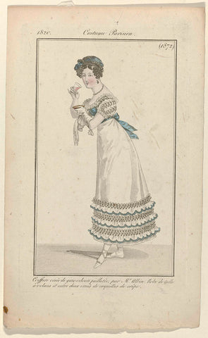 Journal des Dames et des Modes, Costume Parisien, 15 January 1820, (1872): Coeffure ornate de gaze-velours (...), anonymous, 1820 Canvas Print