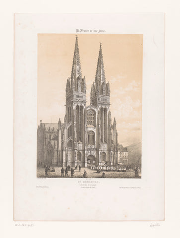 View of saint-corentin cathedral in Quimper, Louis Lebreton, 1855 - 1859 Canvas Print