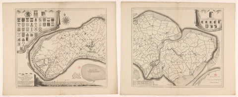 Map of Schouwen-Duiveland, consisting of two parts, anonymous, 1748 Canvas Print