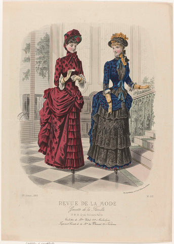 Revue de la Mode, Gazette de la Famille, 1883, 12th year, No. 612: Toilettes de M.mes Vidal (...), E. Cheffer, 1883 Canvas Print