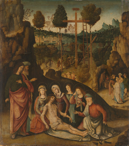 Lamentation of Christ, Bernardino Zaganelli di Bosio (attributed to), 1470 - 1520 Canvas Print