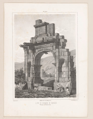 View of the Arch of Caracalla in Djémila, Adrien Dauzats, 1843 Canvas Print