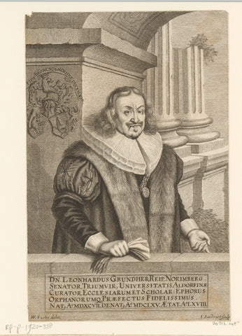 Portret van Leonhard Landlord of Altenthann and Weyherhaus V, Jakob von Sandrart, 1665 Canvas Print