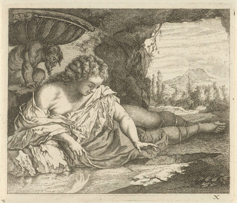 Narcissus, Arnold Houbraken, 1700 - 1750 Canvas Print