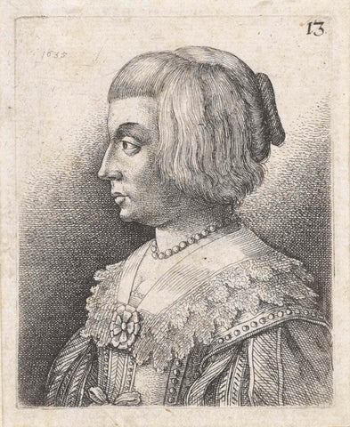 Portret van een jonge vrouw met kraag en rozet, Wenceslaus Hollar, 1636 Canvas Print